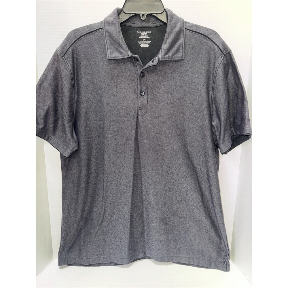 Van Heusen Shirt Men's Size Large Slim Fit Gray Short Sleeve Polo